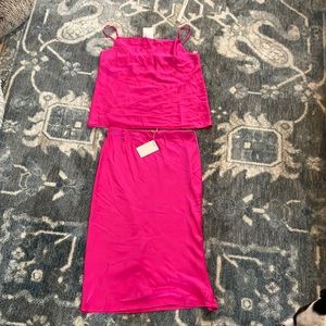 NWT- Hot Pink Silky Matching Set